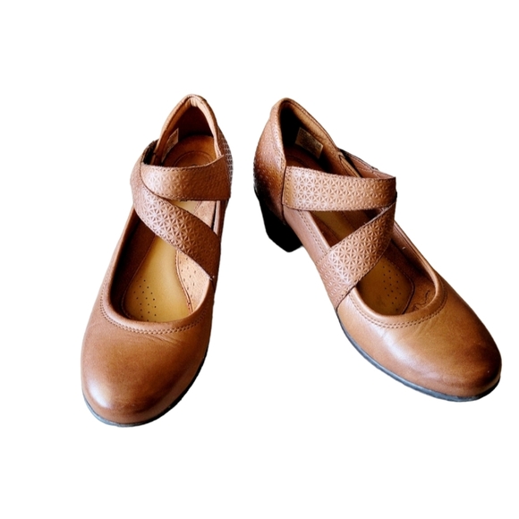 Cobb Hill by Rockport Brown Leather Mary Jane Heels Size 7 - Picture 2 of 6